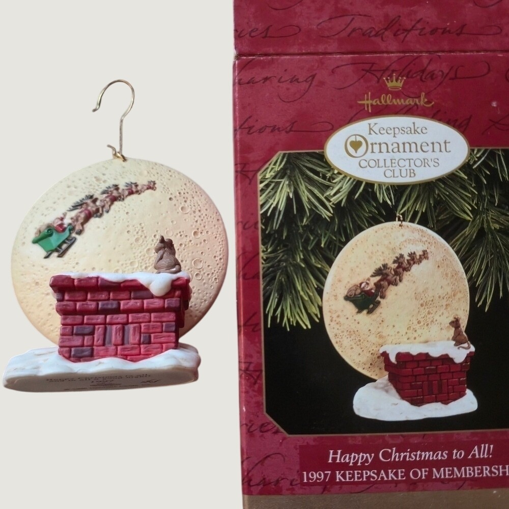 1997 Hallmark Happy Christmas to All Santa Chimney Mouse Ornament Nello Williams